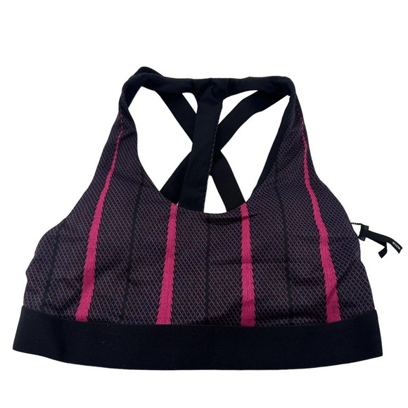 KORAL Black Skyscraper Striped criss croos back Sports Bra size M - Picture 2 of 8